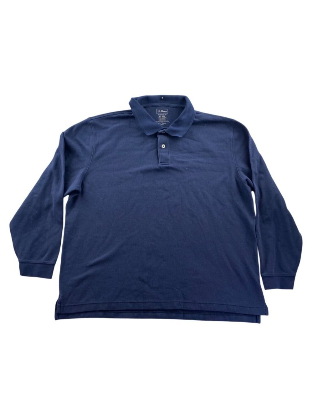 L.L. Bean Mens Polo Shirt Size XL Navy Blue Traditional Fit Long Sleeve Cotton